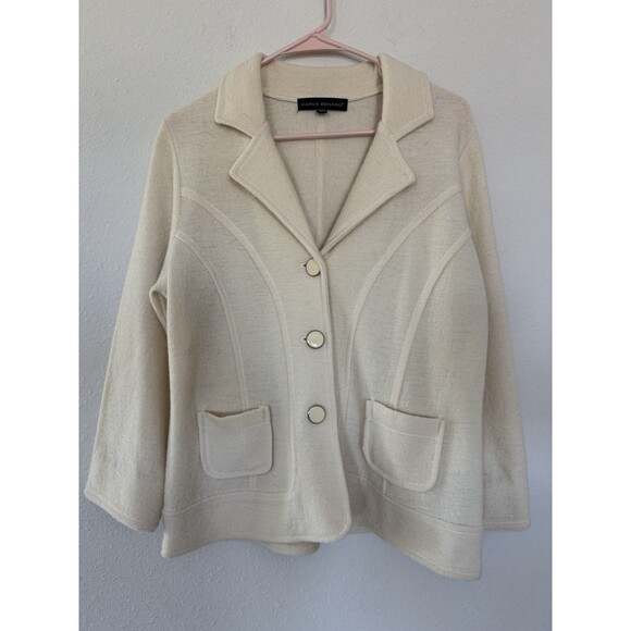 Harve Bernard Vintage Wool Blazer Classic Career Cream Size PL Timeless Oldmoney - Picture 1 of 8